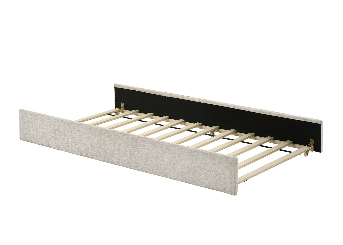 Vanni Upholstered Twin Bed with Trundle - Rounded Profile in Ivory