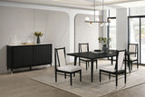 Margate 84" Dining Table & Chenille Chairs with Arrow Legs - 5pcs- Table + 4 Chairs