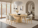 Tottenham Contemporary Dining Collection - Round Cone Pedestal, 84" Rectangular or 88" Oval Table & Upholstered Chairs in Black or Oak