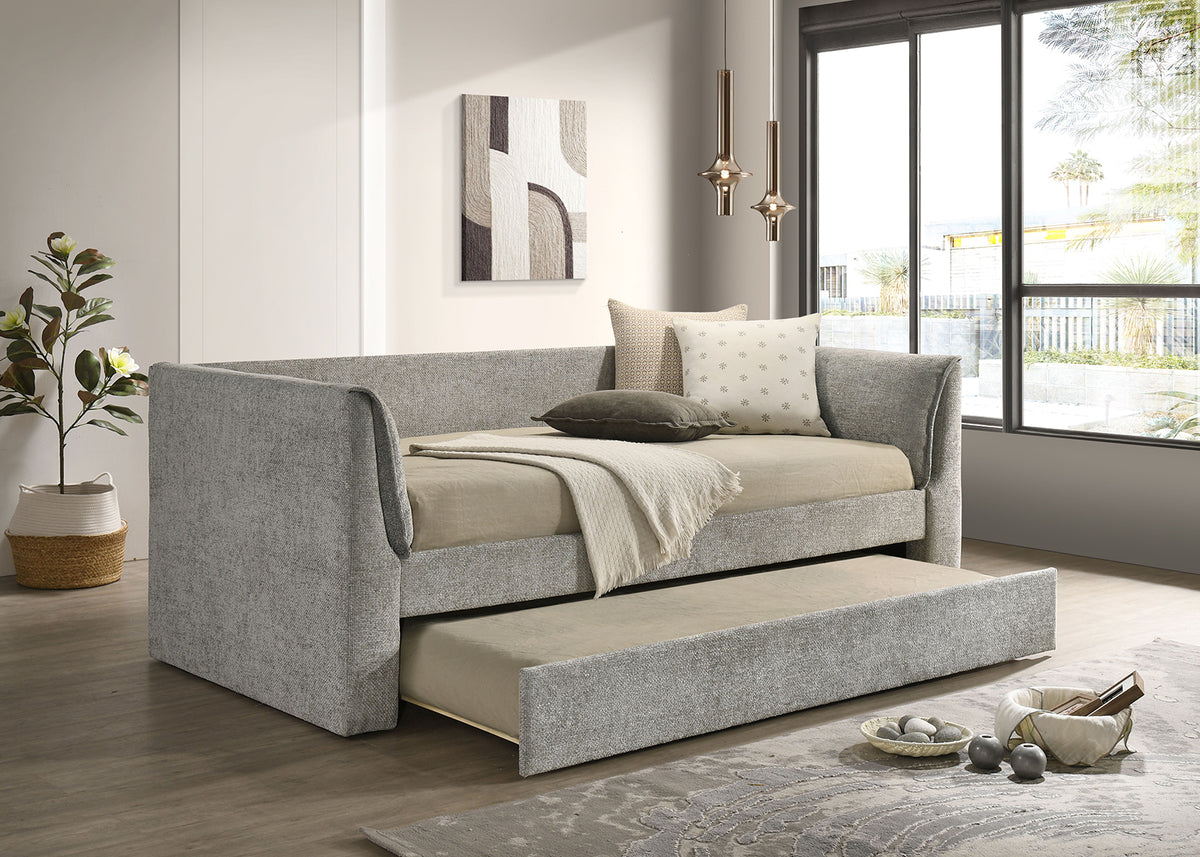 Upney Fully Upholstered Twin Daybed with Trundle - Slate Gray