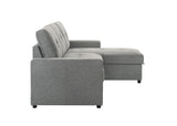 Giorgi Linen-Look Sectional with Pull-Out & Storage Chaise - Floating Legs, Contemporary