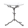 Sarna Round Tempered Glass Side Table with Forged Steel Base - Gunmetal