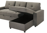 Giorgi Linen-Look Sectional with Pull-Out & Storage Chaise - Floating Legs, Contemporary