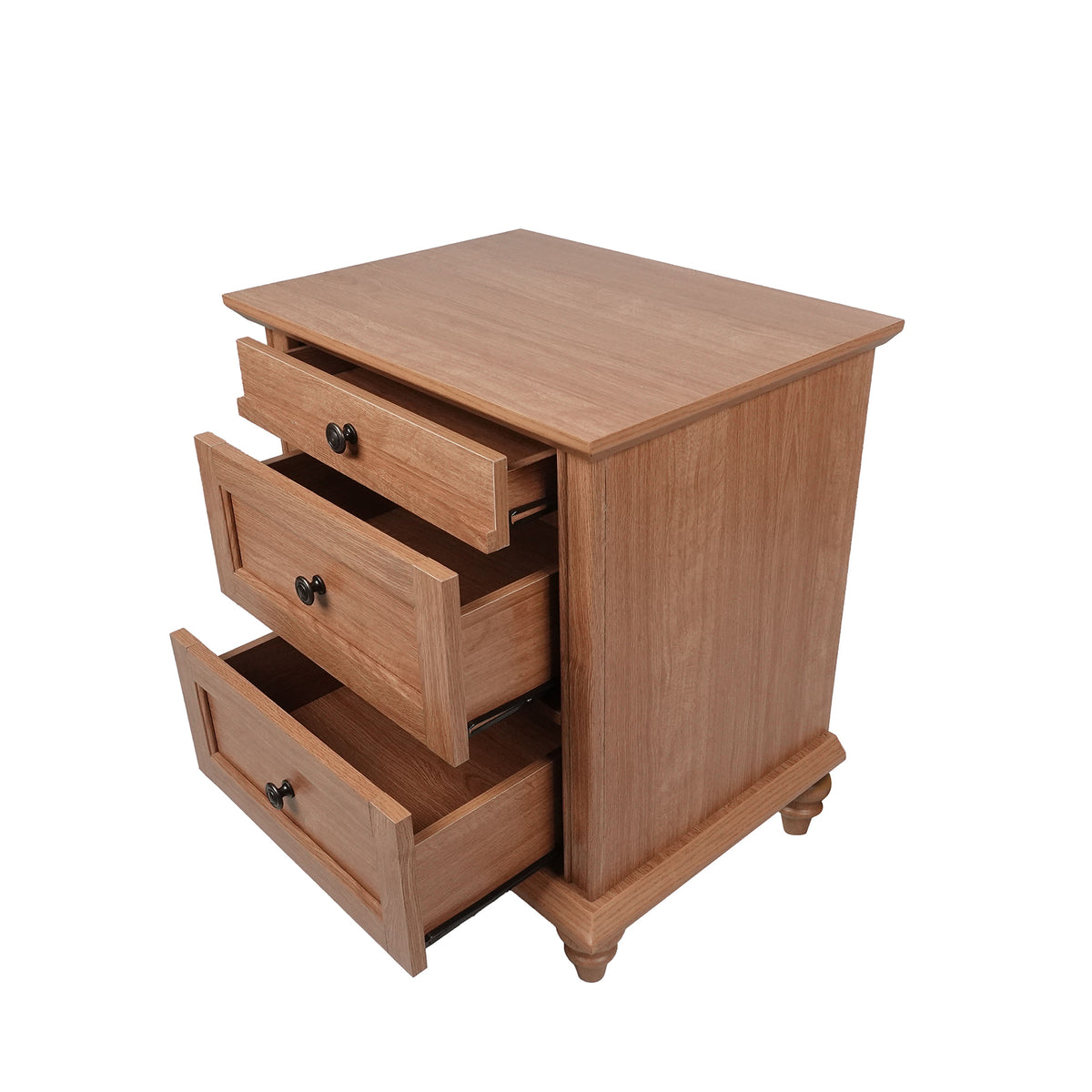 Hyde Traditional 3-Drawer Nightstand with Solid Wood Legs – view 5