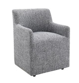 Fico Barrel-Back Upholstered Dining Arm Chair with Casters – view 5