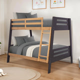 Kallen Contemporary Twin over Full Bunk Bed with Angled Ladder - Solid Pine, Optional Mattresses