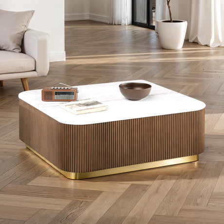Virden Genuine Marble Cocktail & End Tables - Square Cocktail Table
