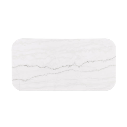 Virden Genuine Marble Cocktail & End Tables - Reeded Plinth Base with Gold Accents
