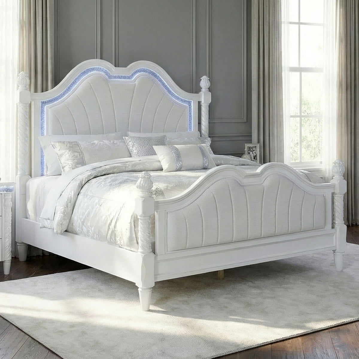 Swindon Glam Bed & Bedroom Set with LED Lighting - Queen Bed Only