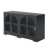 Halstead Rustic 55" Console Cabinet with Tempered Glass & Adjustable Shelves – view 4