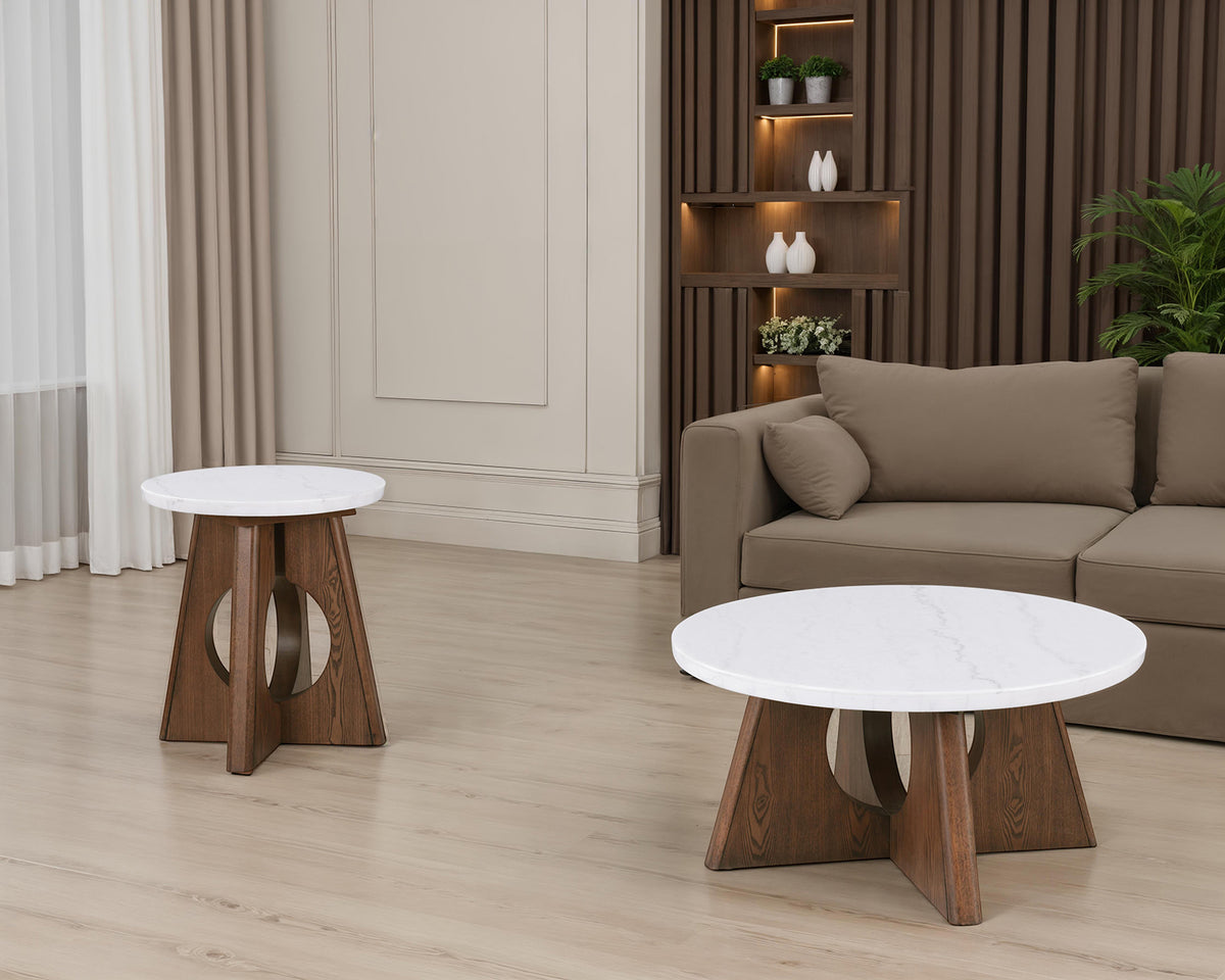 Lemvig Organic Modern Genuine Marble Coffee & End Table – view 3