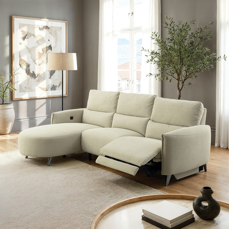 Galten Contemporary Power Reclining Sectional with Chaise & USB Ports - Left Chaise