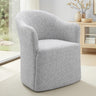 Sema Contemporary Barrel-Back Upholstered Dining Arm Chair with Casters - Feather Gray