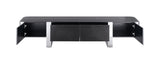 Larvik 79" Contemporary TV Stand - Stainless Steel Frame with Soft-Closing Doors