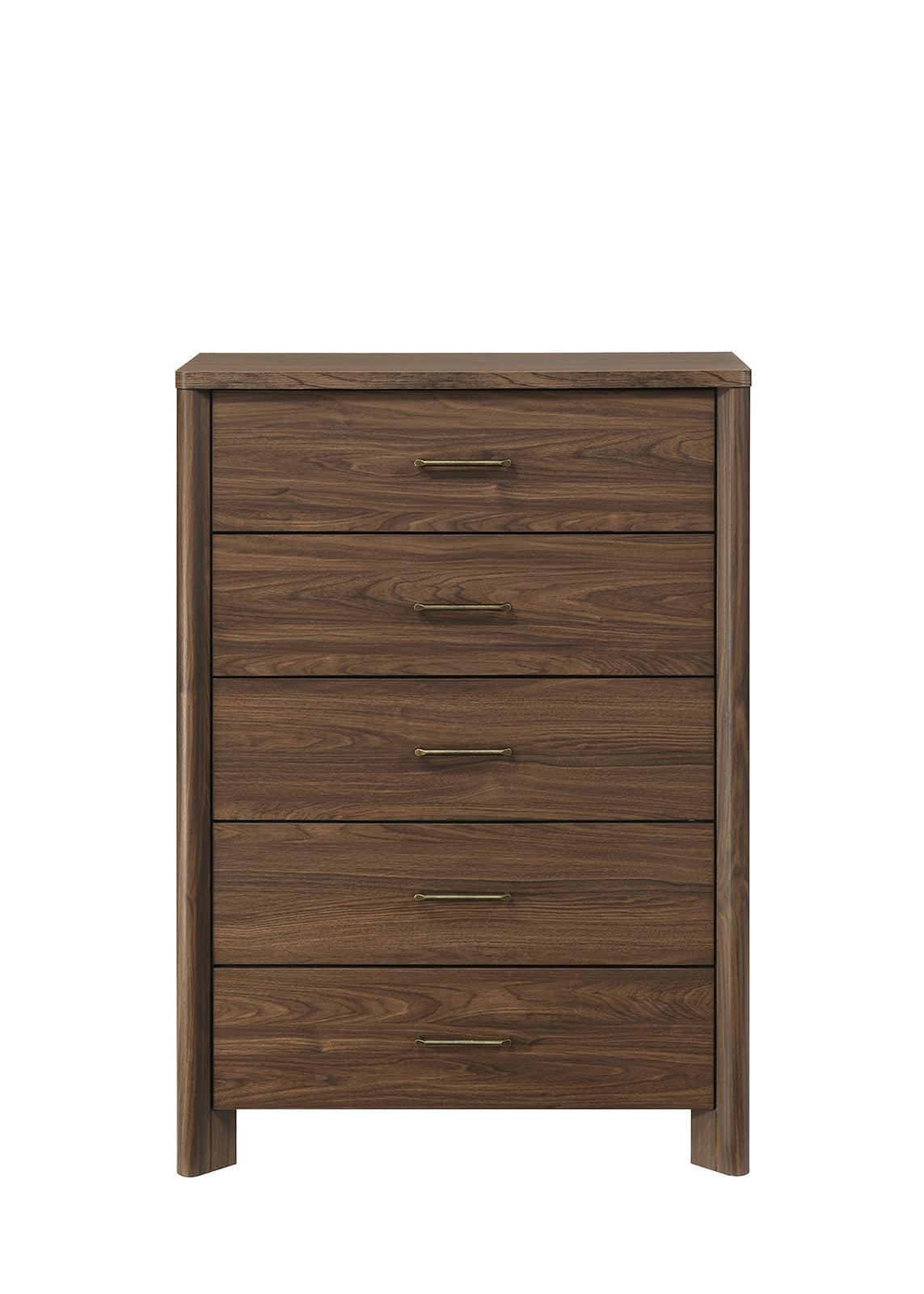 Hayward Mid-Century Modern Bedroom Collection - LED Channeled Headboard Bed, Dresser, Chest & USB Nightstand in Walnut
