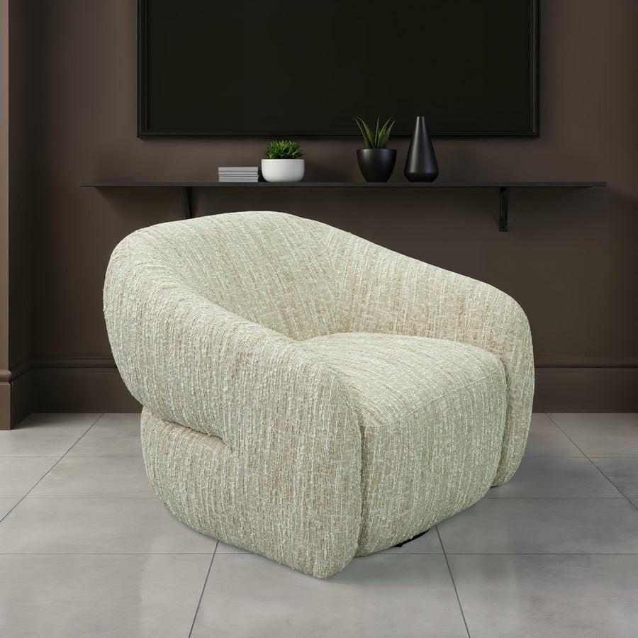 Pyrena 360-Degree Swivel Barrel Accent Chair - Curved Wraparound Back, Contemporary