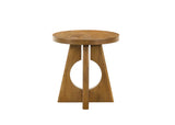 Olgod Round Pedestal Coffee & End Table - Cross Cutout Base in Oak or Walnut