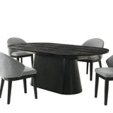 Tottenham Contemporary Dining Collection - Round Cone Pedestal, 84" Rectangular or 88" Oval Table & Upholstered Chairs in Black or Oak