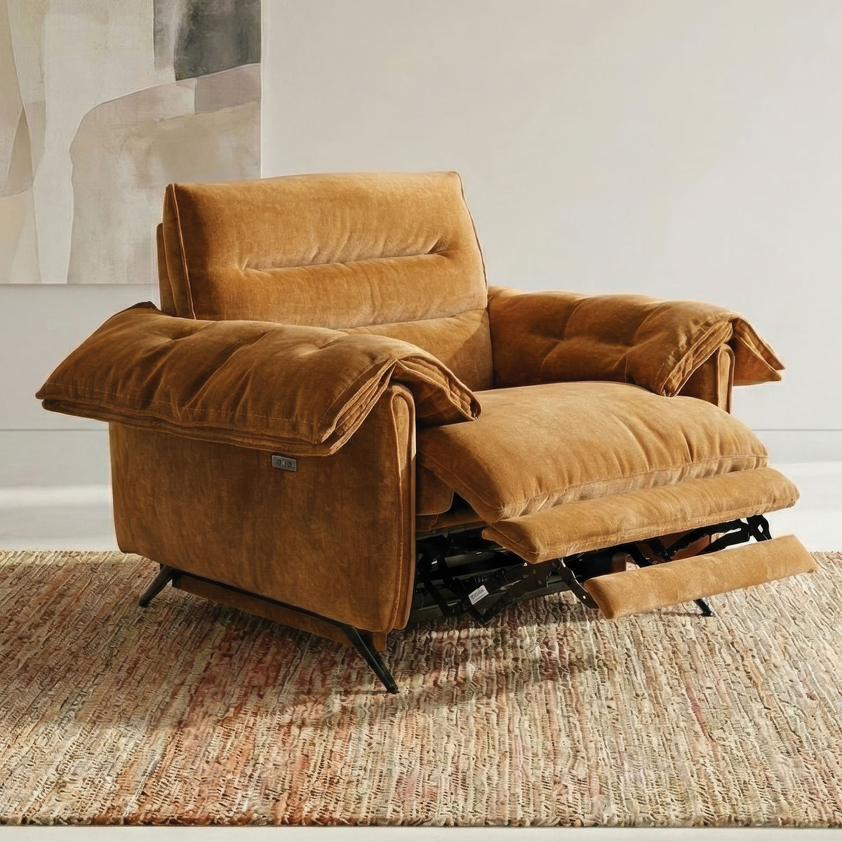 Morley Contemporary Power Reclining Sofa, Loveseat & Recliner with USB Ports - Power Recliner