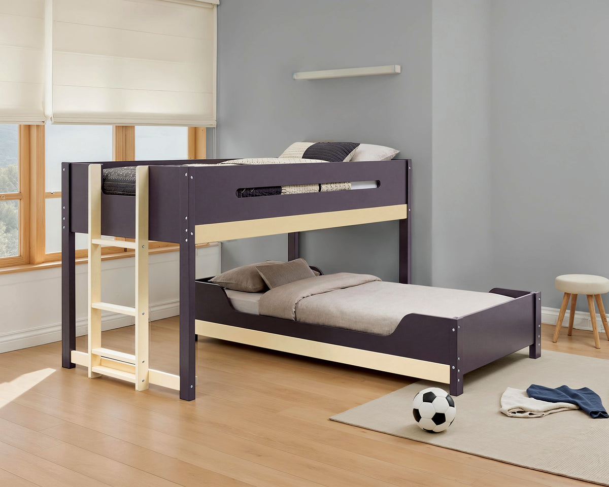 Nestor Twin over Twin Bunk Bed - Mauve/Oak