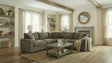 Crowle Transitional Sectional Sofa with Round Track Arms - Light Brown