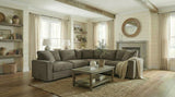 Crowle Transitional Sectional Sofa with Round Track Arms - Light Brown