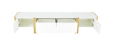 Larvik 79" Contemporary TV Stand - Stainless Steel Frame with Soft-Closing Doors
