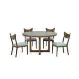Clarksburg Mid-Century Modern Dining Collection - 5pcs- Round Table + 4 Side Chairs