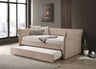 Yuri Contemporary Upholstered Twin Daybed with Trundle - Flared Arms in Beige, Gray, Light Green or Pink Fabric