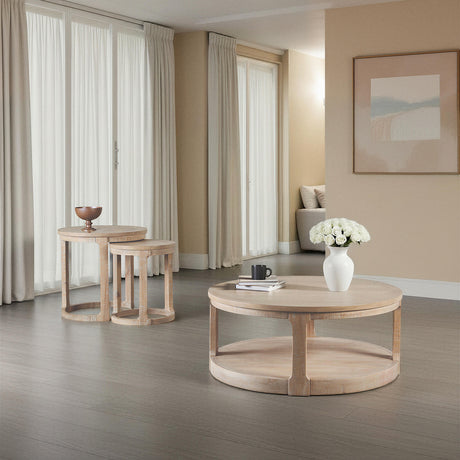 Hickory Transitional Solid Pine Coffee Table & Nesting End Tables – view 16