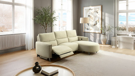 Galten Contemporary Power Reclining Sectional with Chaise & USB Ports - Right Chaise