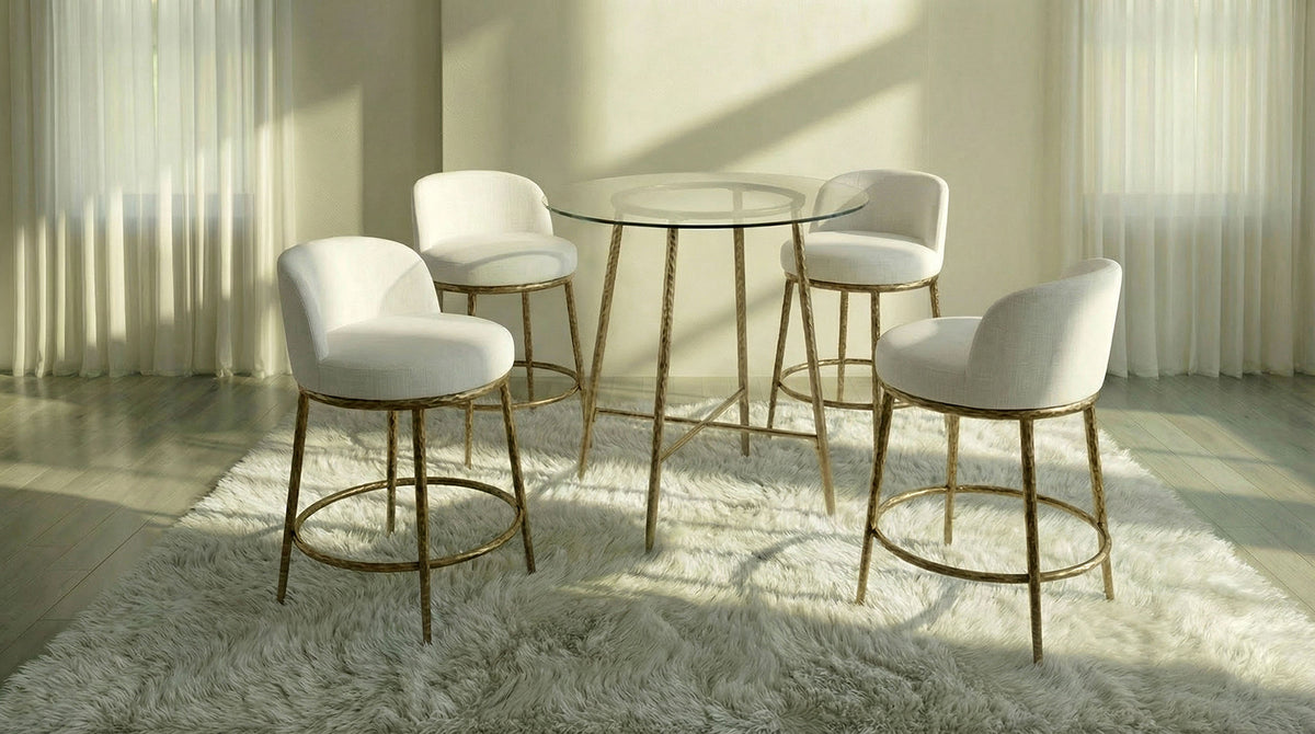 Rilva Glass Counter Height Table & Stools - 3pcs- Counter Table + 2 Stools