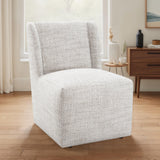 Fede Contemporary Wingback Upholstered Dining Chair with Casters - Ginger Brown