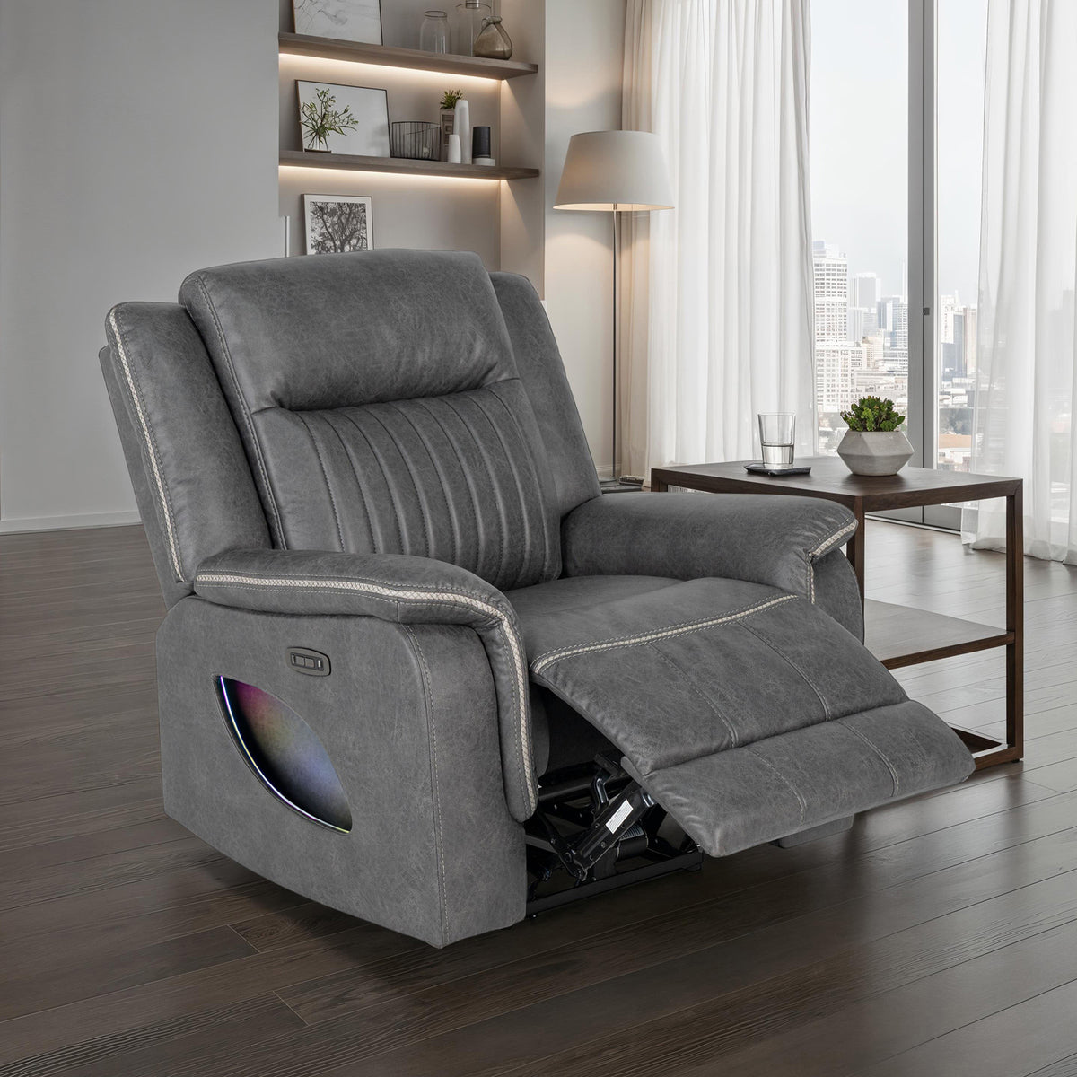Arturus Transitional Power Reclining Sofa, Loveseat & Recliner - Power Recliner