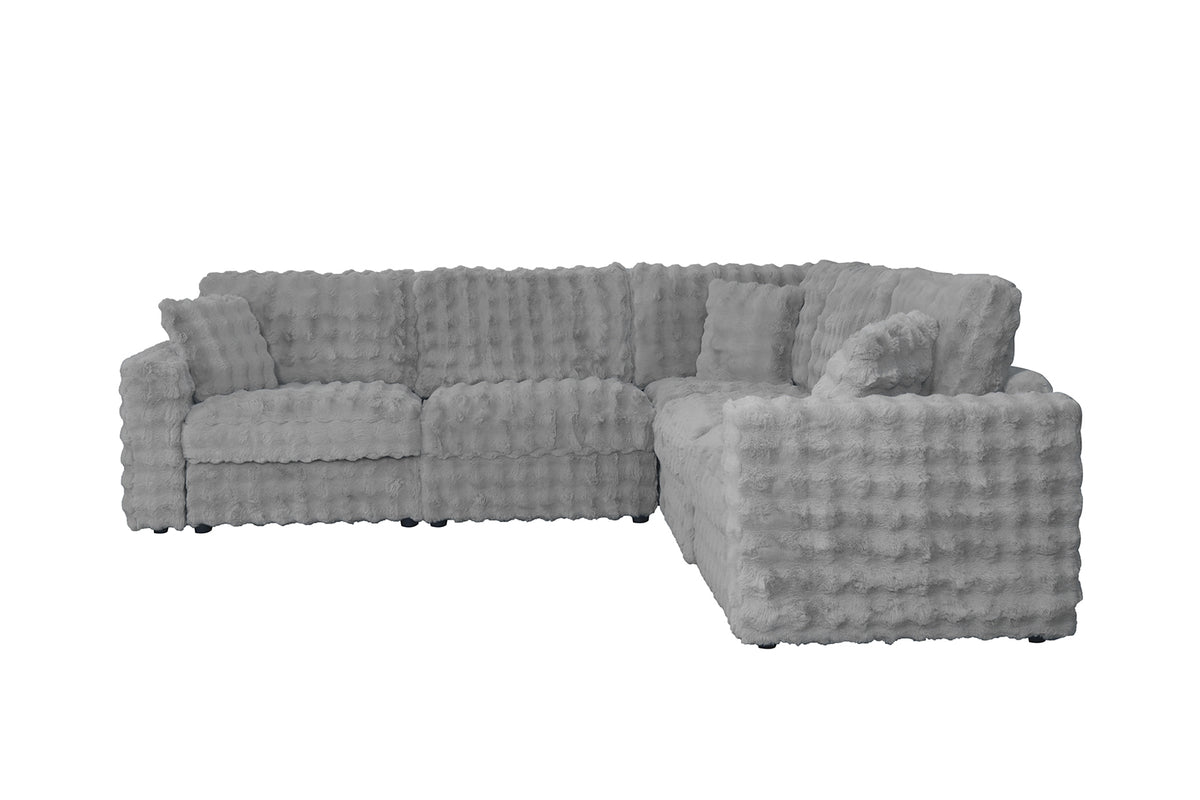 McKenna Modular L-Shaped Sectional with Faux Fur Contrast – view 8