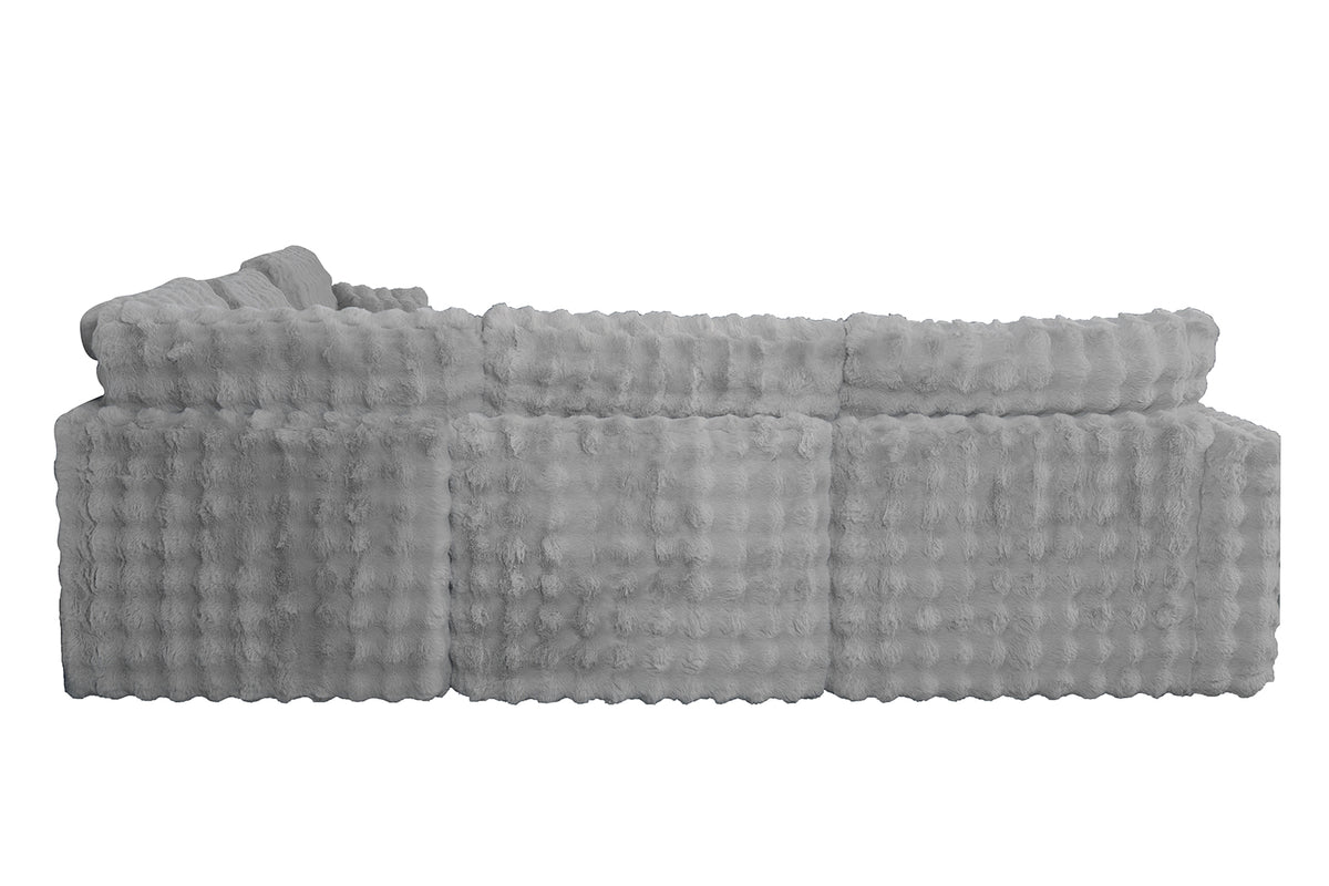 McKenna Modular L-Shaped Sectional with Faux Fur Contrast – view 10