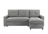 Giorgi Linen-Look Sectional with Pull-Out & Storage Chaise - Floating Legs, Contemporary