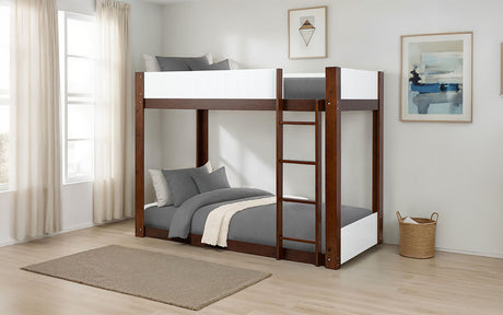 Terri Twin over Twin Bunk Bed - White/Dark Cherry