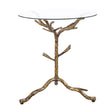 Sarna Round Tempered Glass Side Table with Forged Steel Base - Matte Gold