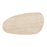 Nolfi Contemporary Travertine Coffee & End Tables - Trestle Base in Brown Oak