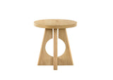 Olgod Round Pedestal Coffee & End Table - Cross Cutout Base in Oak or Walnut