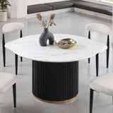 Borden Contemporary Dining Collection - 5pcs- Round Table + 4 Curved-Back Side Chairs