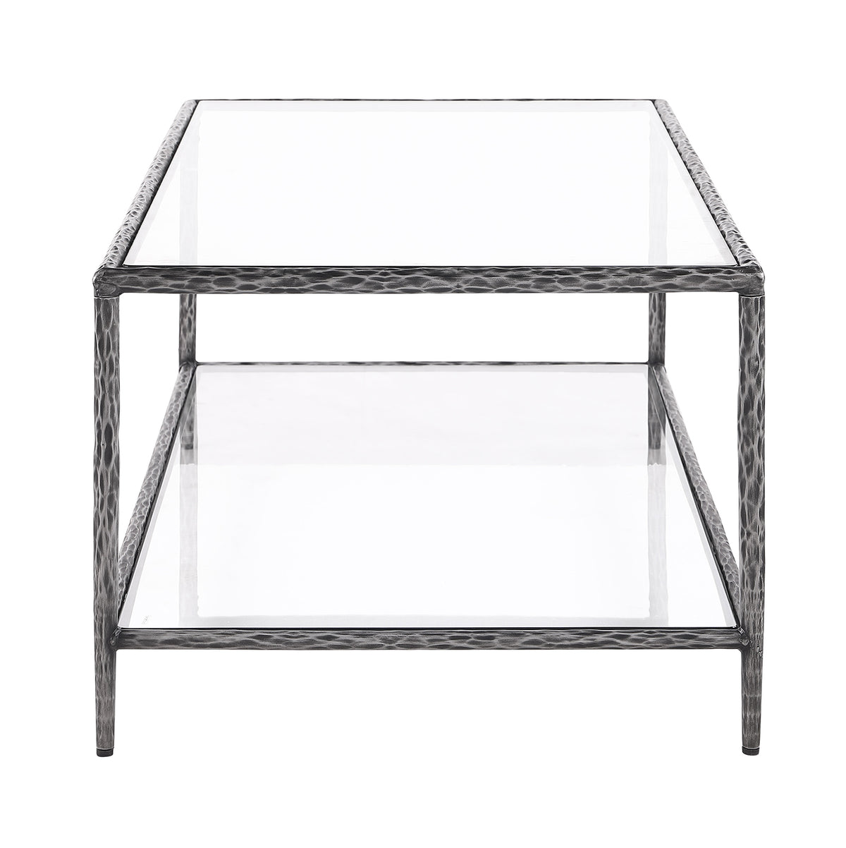 Helma Tempered Glass Coffee & End Table with Forged Metal Base – view 10