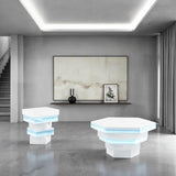 Zeta Hexagon Smart Coffee Table with LED Lights, Bluetooth Speaker & Wireless Charging – White, view 11