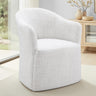 Sema Contemporary Barrel-Back Upholstered Dining Arm Chair with Casters - Pristine White