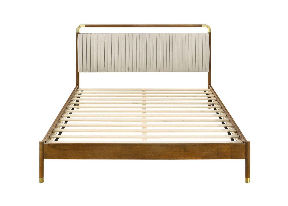 Bardot Mid-Century Modern Channel-Tufted Bed & Bedroom Set – Walnut, view 4
