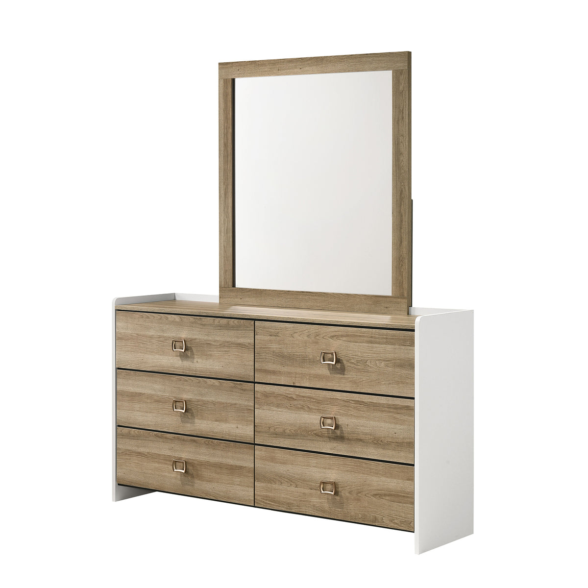 Posey Channeled Upholstered Shelf Bed & Bedroom Set - Dresser