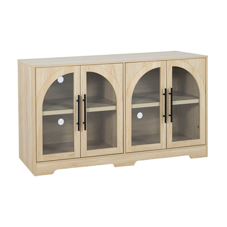 Halstead Rustic 55" Console Cabinet with Tempered Glass & Adjustable Shelves – view 5