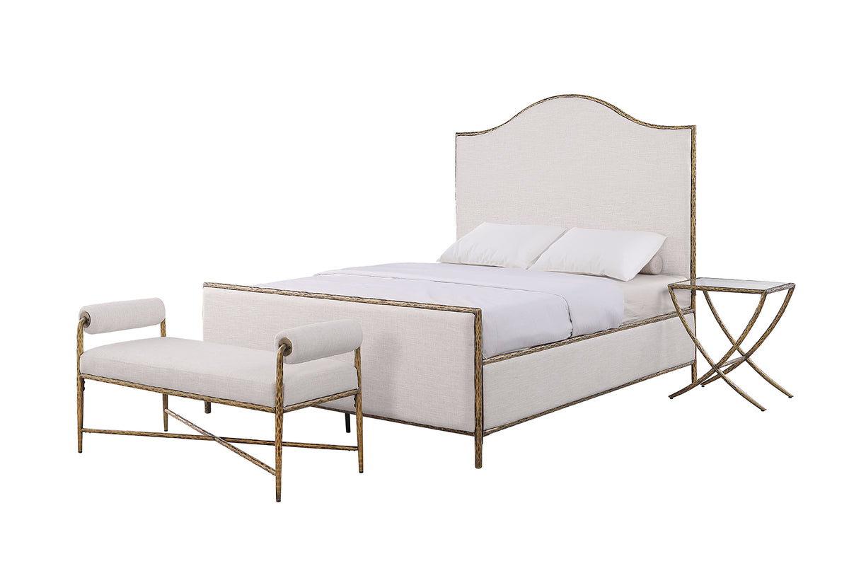 Vilna Contemporary Forged Steel Upholstered Bed & Bench – view 5