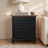 Hyde Traditional 3-Drawer Nightstand with Solid Wood Legs - Black/Natural